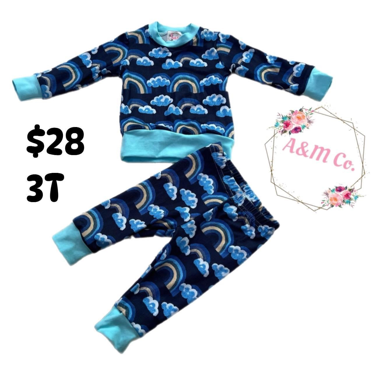 3T blue rainbow pajamas