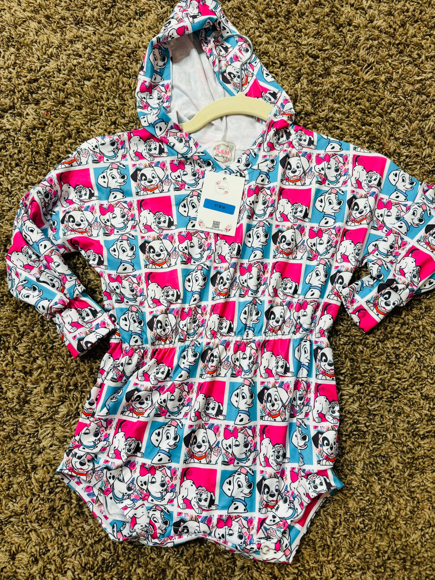 5T Dalmatian hooded sweater romper